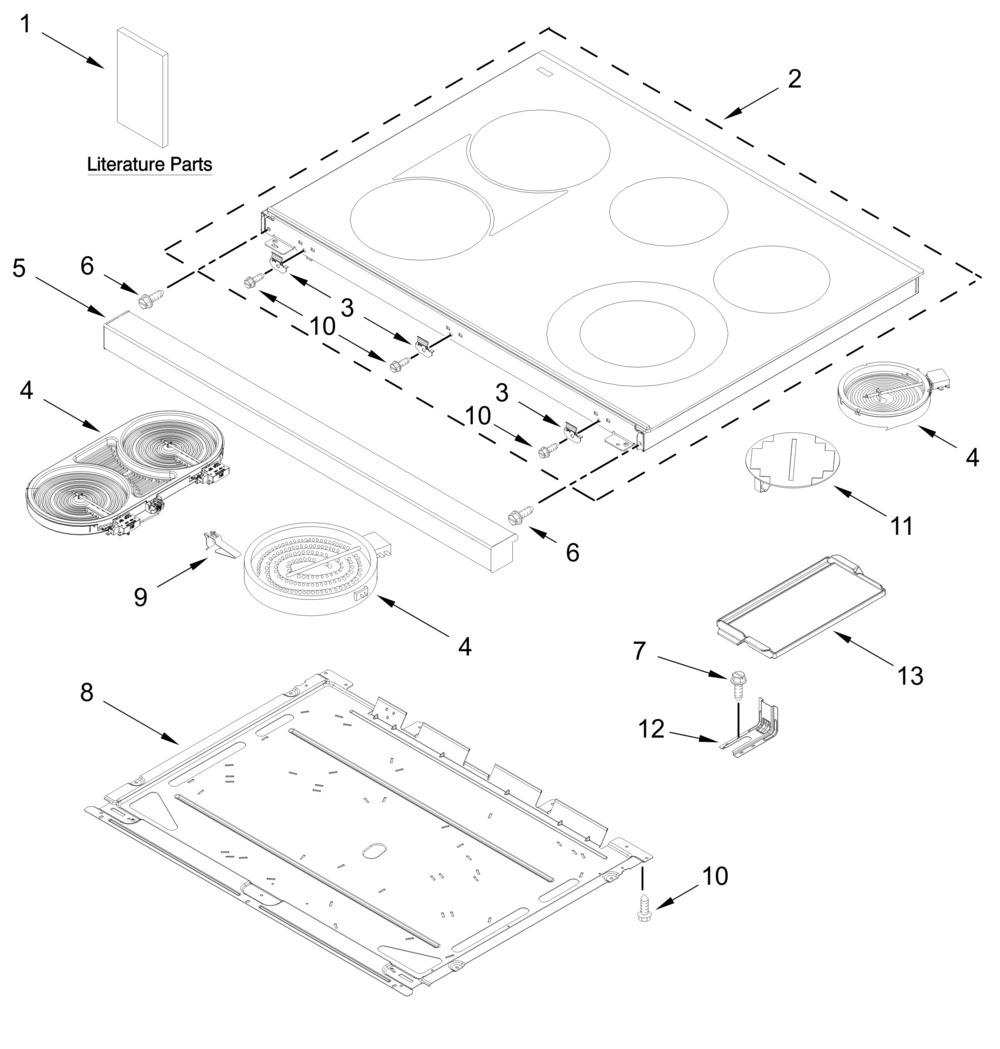 Cooktop Parts Diagram and Parts List for MFES7030SZ0  Whirlpool Range
