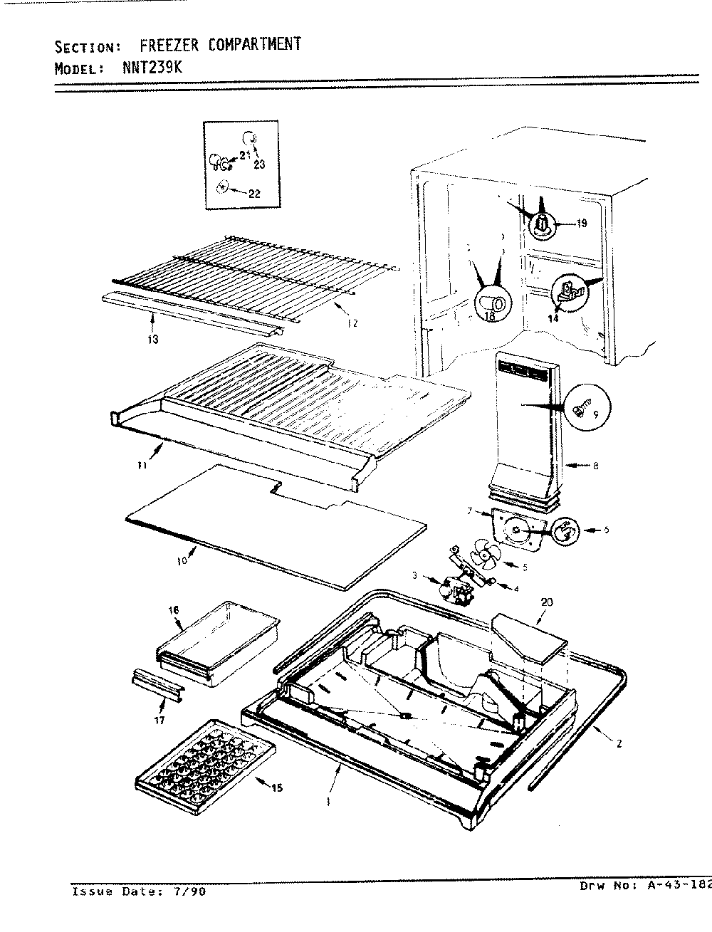 02 - Freezer Compartment Diagram and Parts List for NNT239KA  Whirlpool Refrigerator