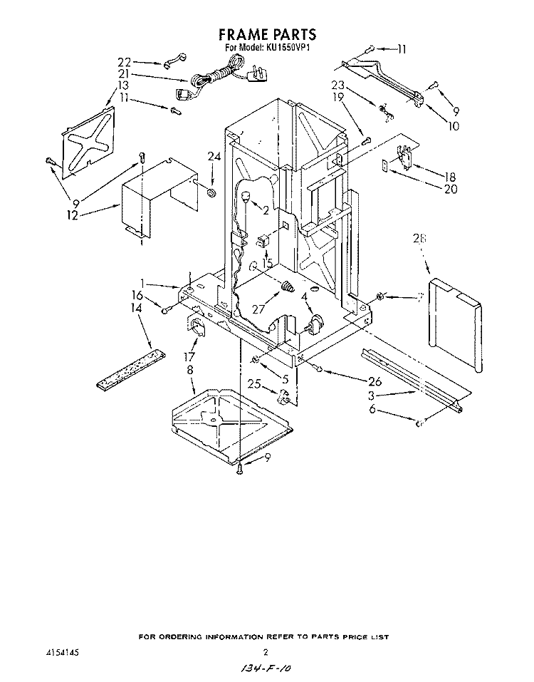 FRAME Diagram and Parts List for KU1550VP1  Roper Trash Compactor
