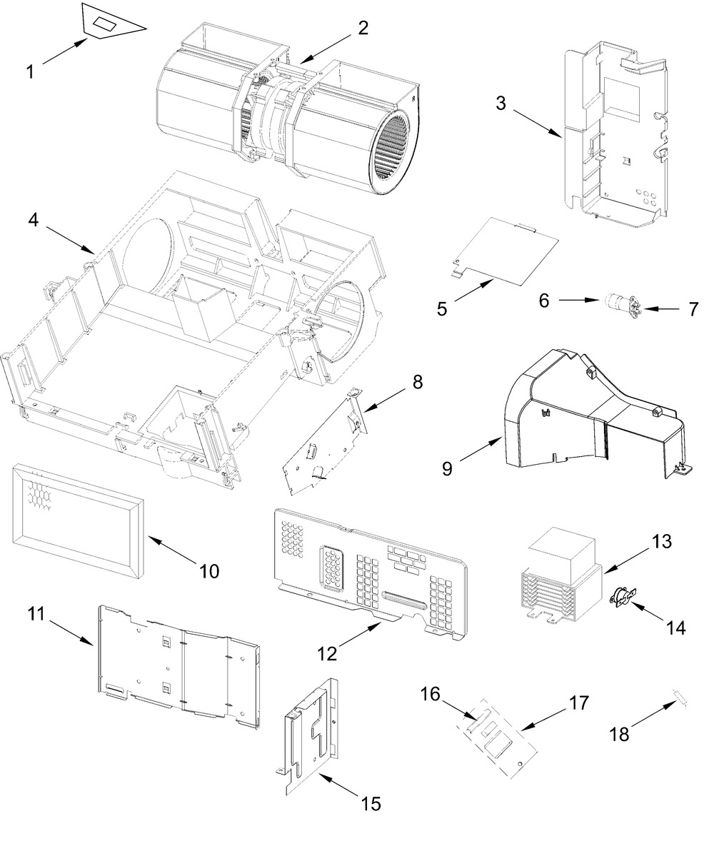 Air Flow Parts Diagram and Parts List for MMV1175JW02 MMV1175JB02-MMV1175JZ02 Whirlpool Microwave