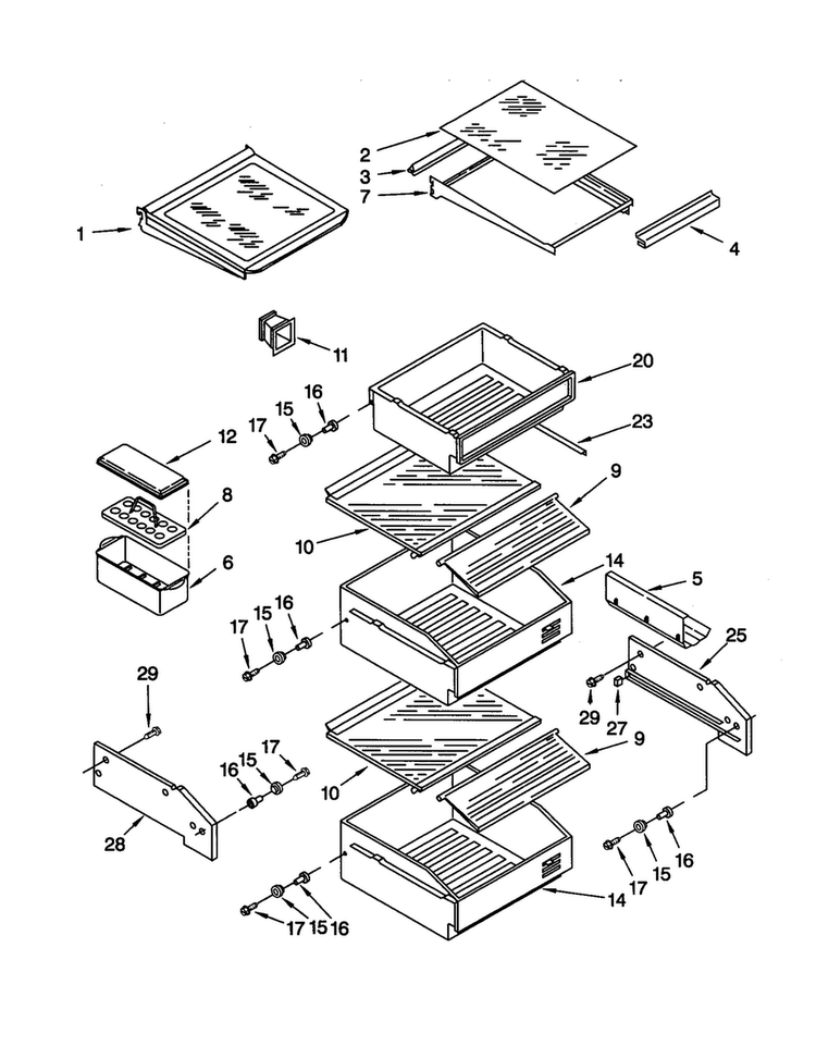 Refrigerator Shelf Diagram and Parts List for KSSP36QGT00  KitchenAid Refrigerator