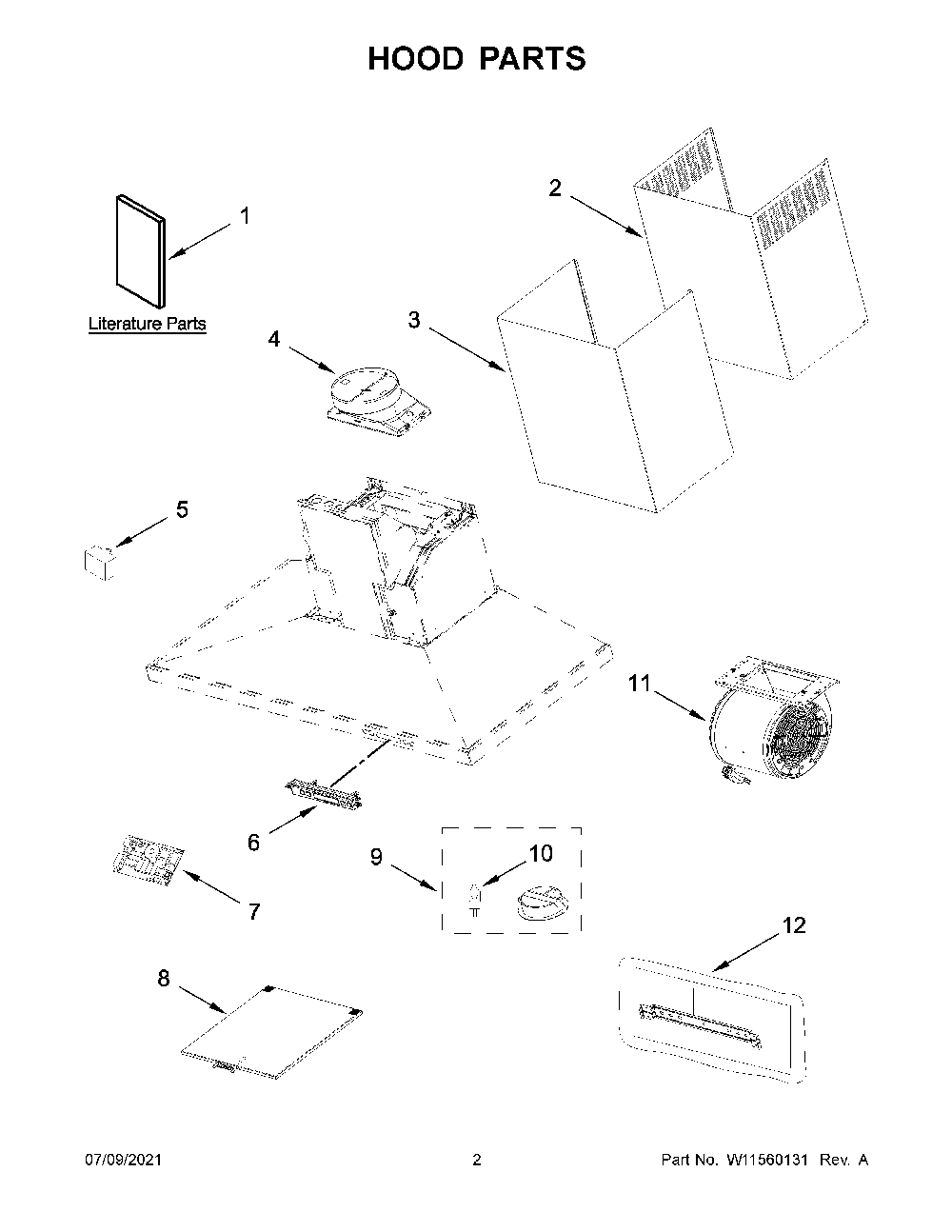 Hood Parts Diagram and Parts List for KXW4330YSS3  KitchenAid Range Hood