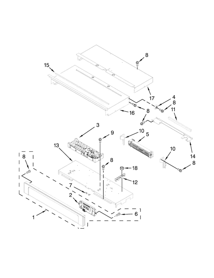 Control Panel Parts Diagram and Parts List for WOS51EC0AS02  Whirlpool Wall Oven