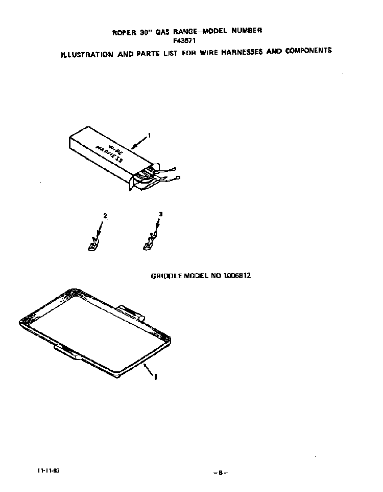 Wire Harnesses And Components Diagram and Parts List for F4357W1  Roper Range