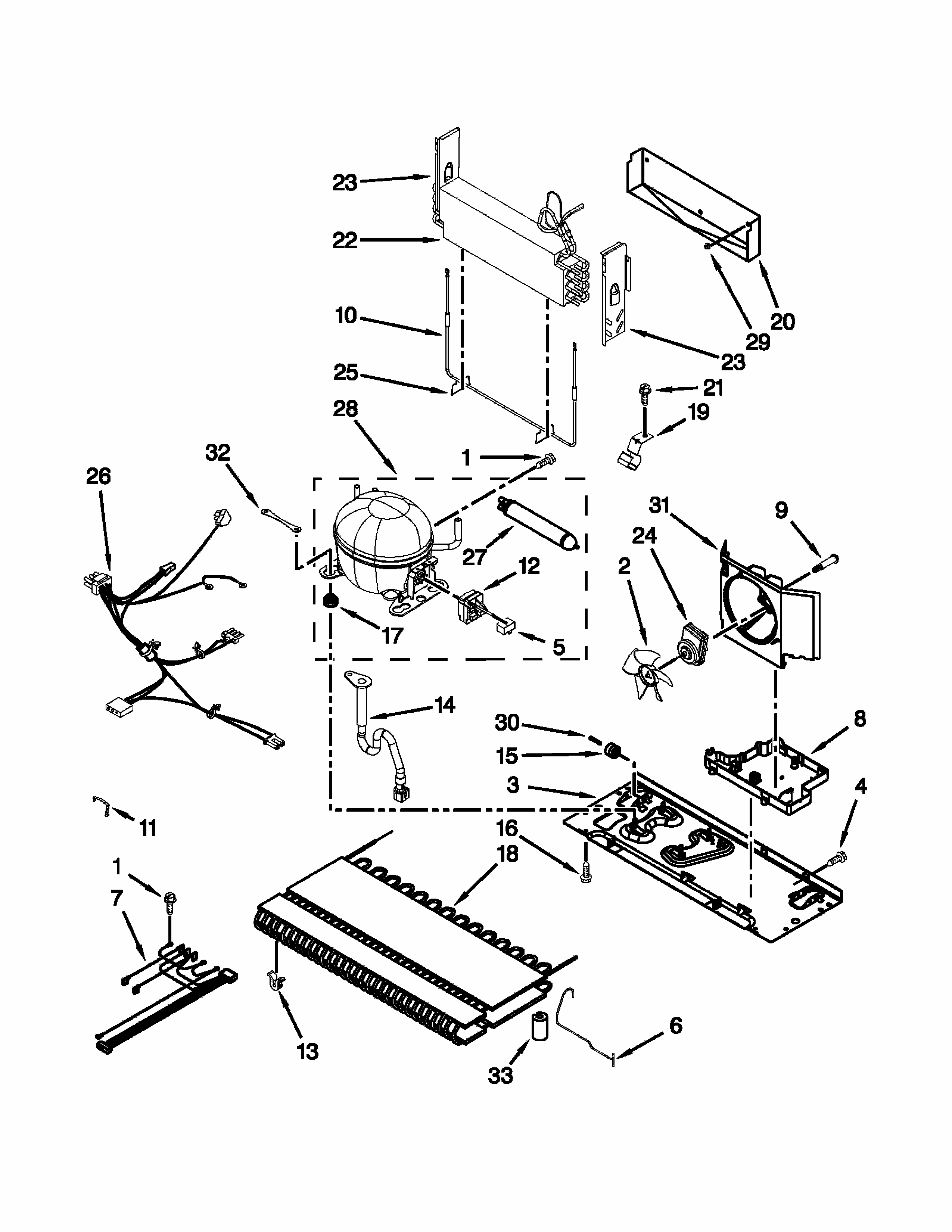 Unit Parts Diagram and Parts List for 59679463410  Kenmore Refrigerator