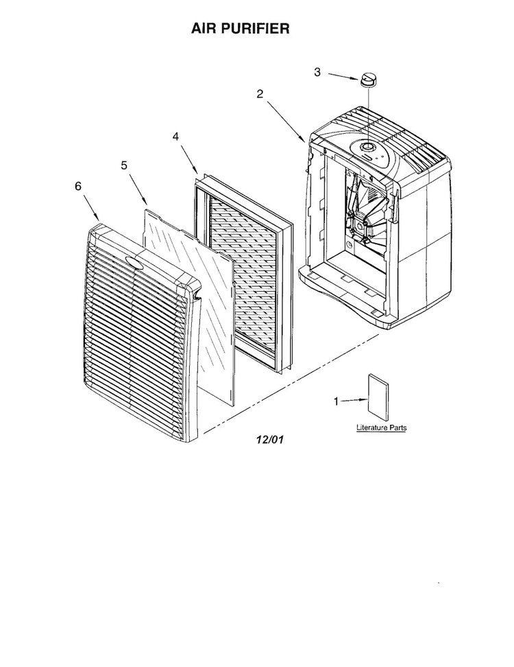 Air Purifier Diagram and Parts List for 1064283234  Kenmore Air Purifier