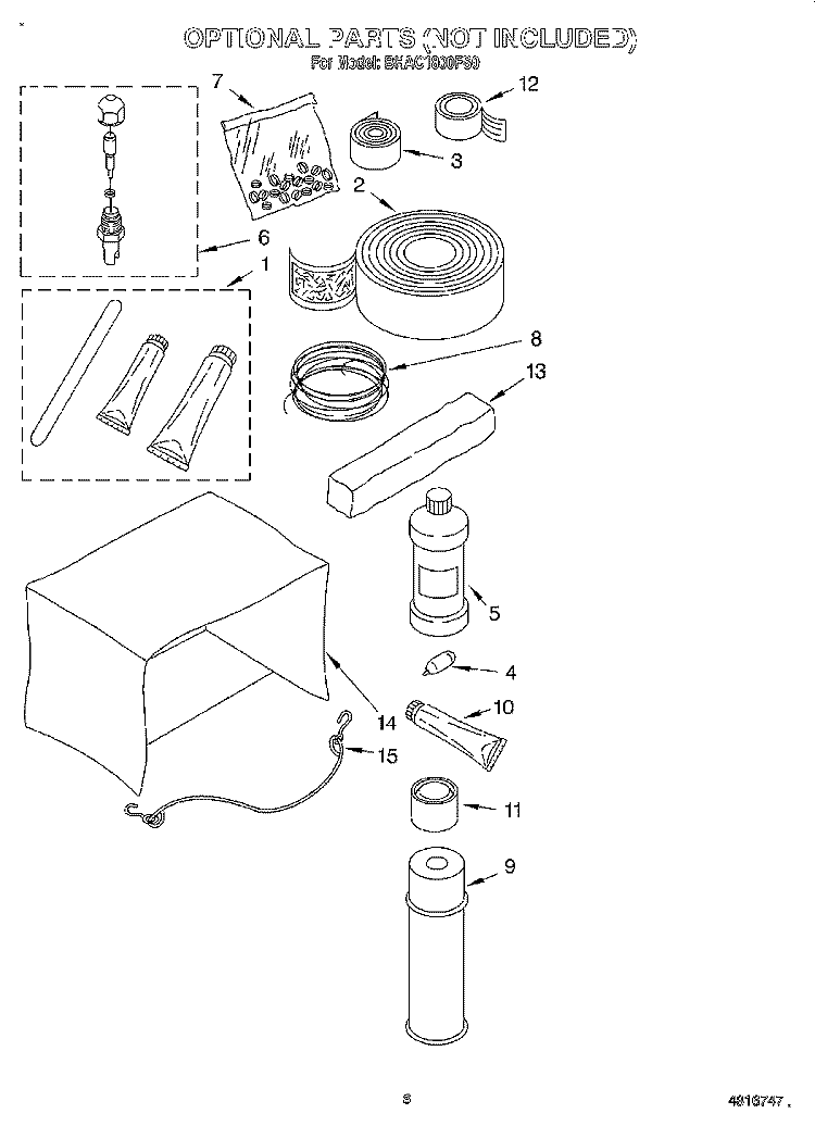 OPTIONAL Diagram and Parts List for BHAC1800FS0  Whirlpool Air Conditioner