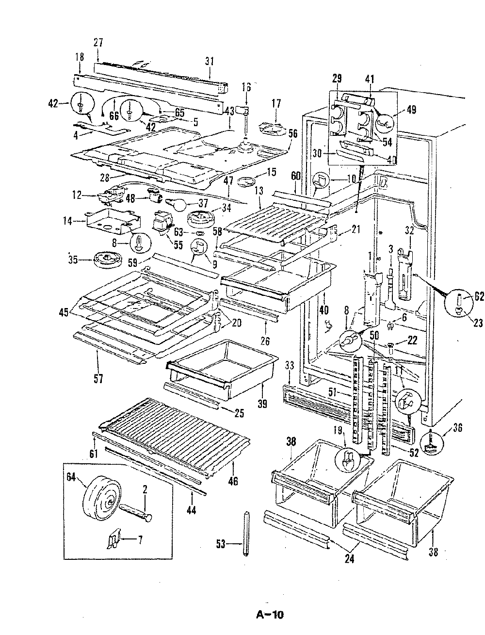 02 - Fresh Food Compartment Diagram and Parts List for RB23EA-3A  Whirlpool Refrigerator