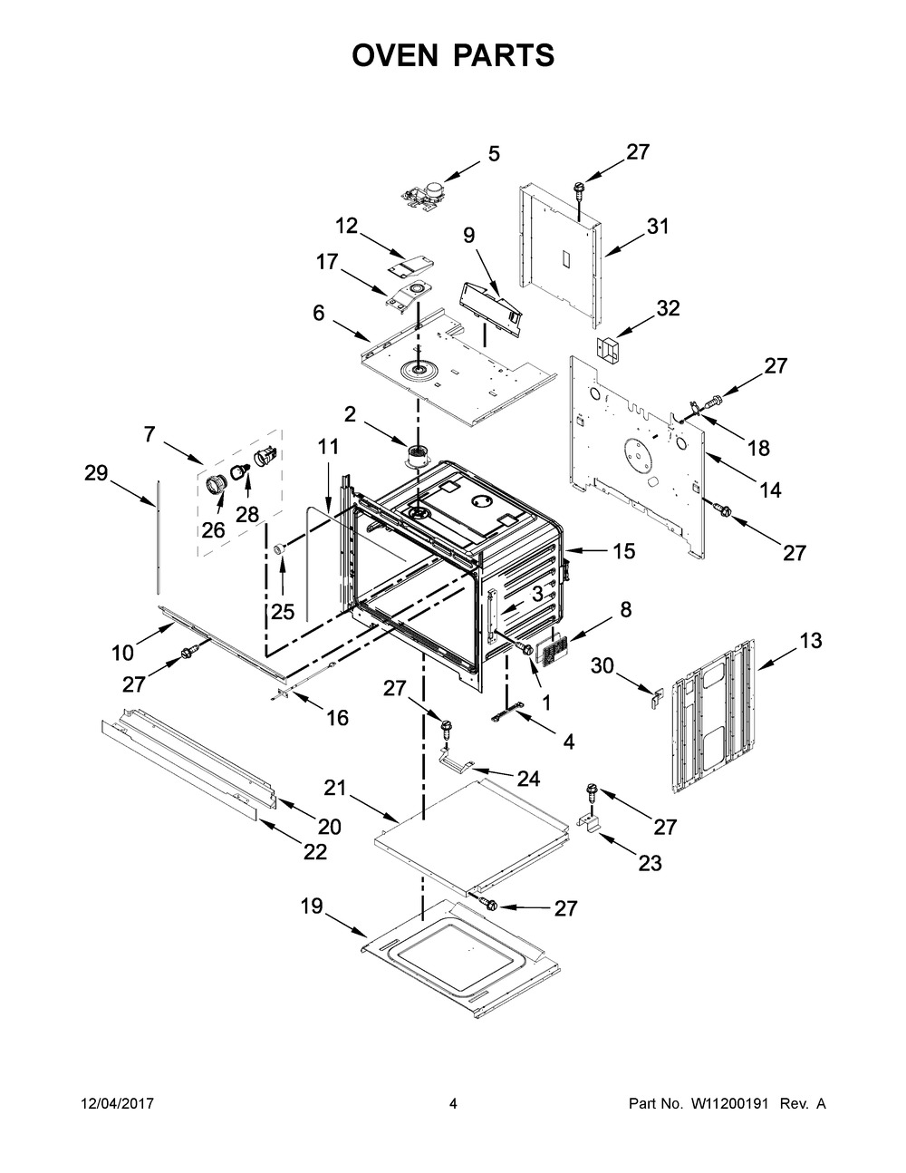 Oven Parts Diagram and Parts List for WOS51EC0HB00  Whirlpool Wall Oven