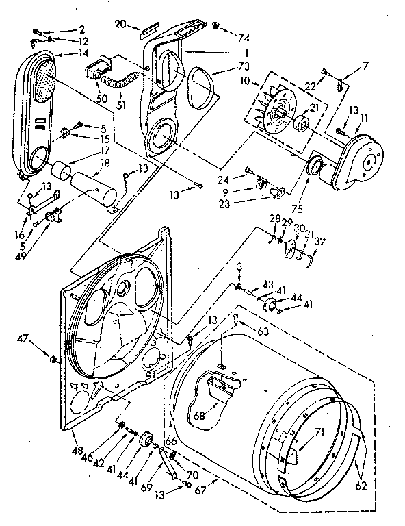 Bulkhead Diagram and Parts List for LG7801XSN1  Whirlpool Dryer