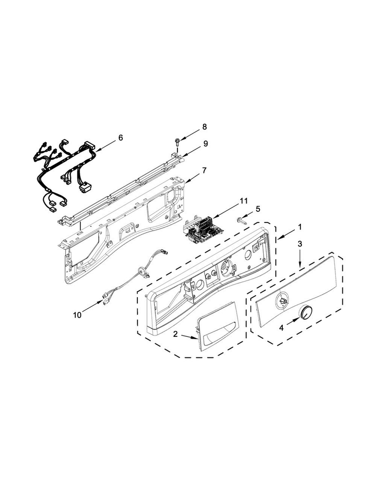 Control Panel Parts Diagram and Parts List for WFW90HEFC0  Whirlpool Washer