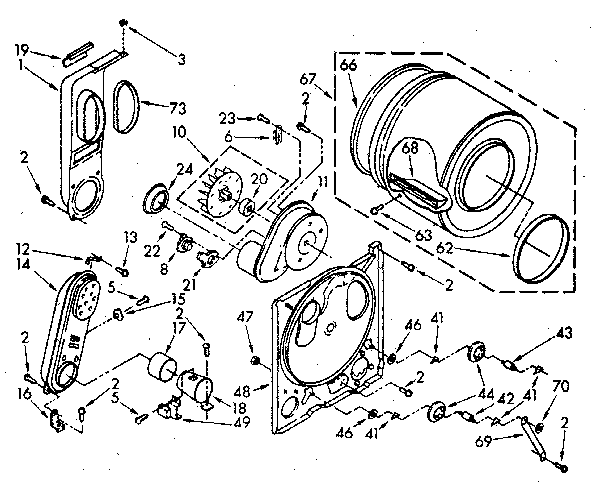 Bulkhead Diagram and Parts List for LG5701XSN0  Whirlpool Dryer