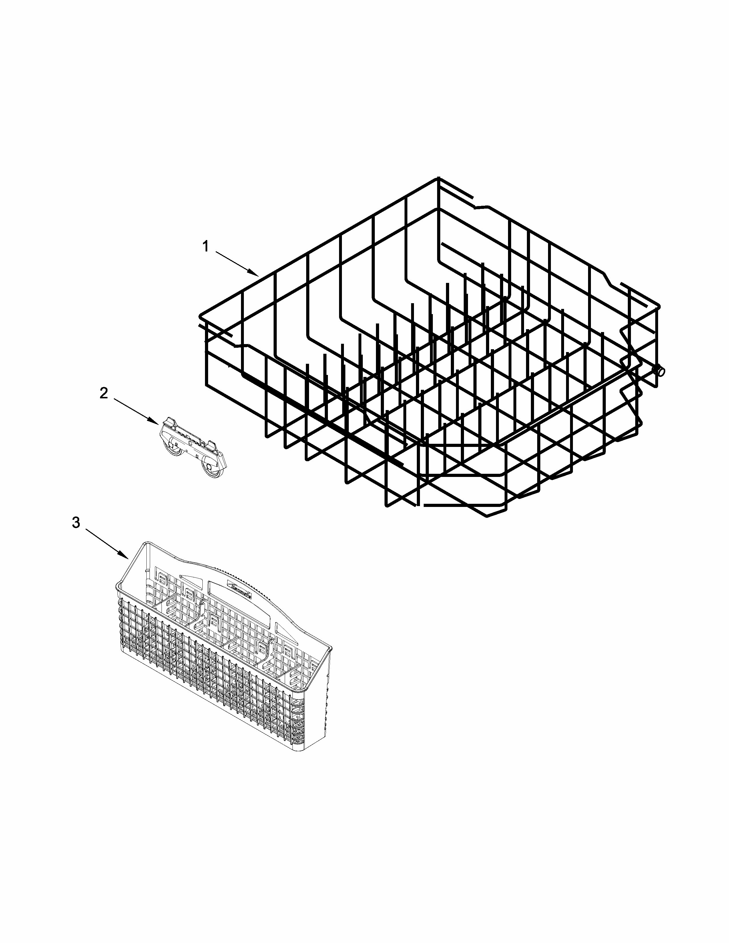 Lower Rack Parts Diagram and Parts List for 66513403N412  Kenmore Dishwasher