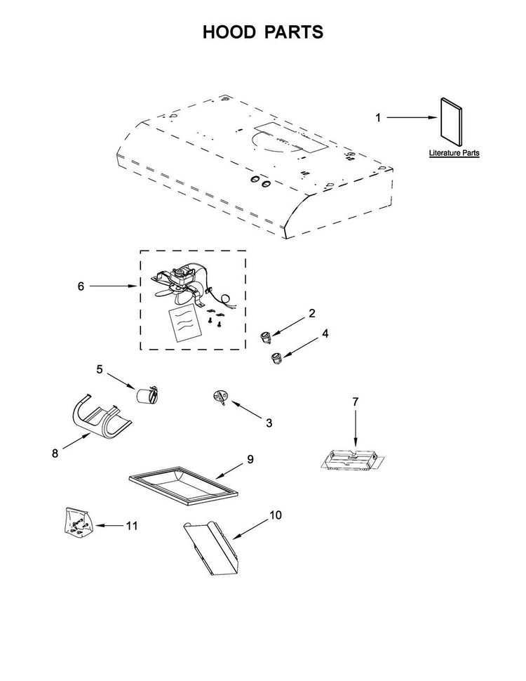 Hood Parts Diagram and Parts List for UXT3030ADB2  Whirlpool Range Hood