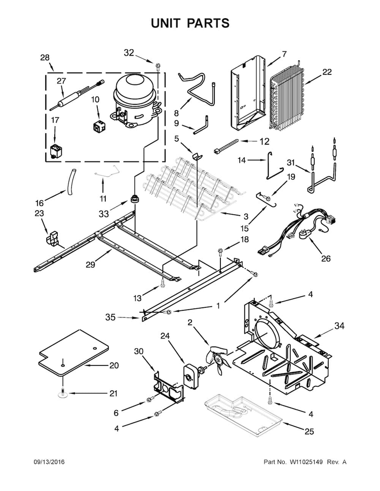 Unit Parts Diagram and Parts List for WRS325FNAW00  Whirlpool Refrigerator
