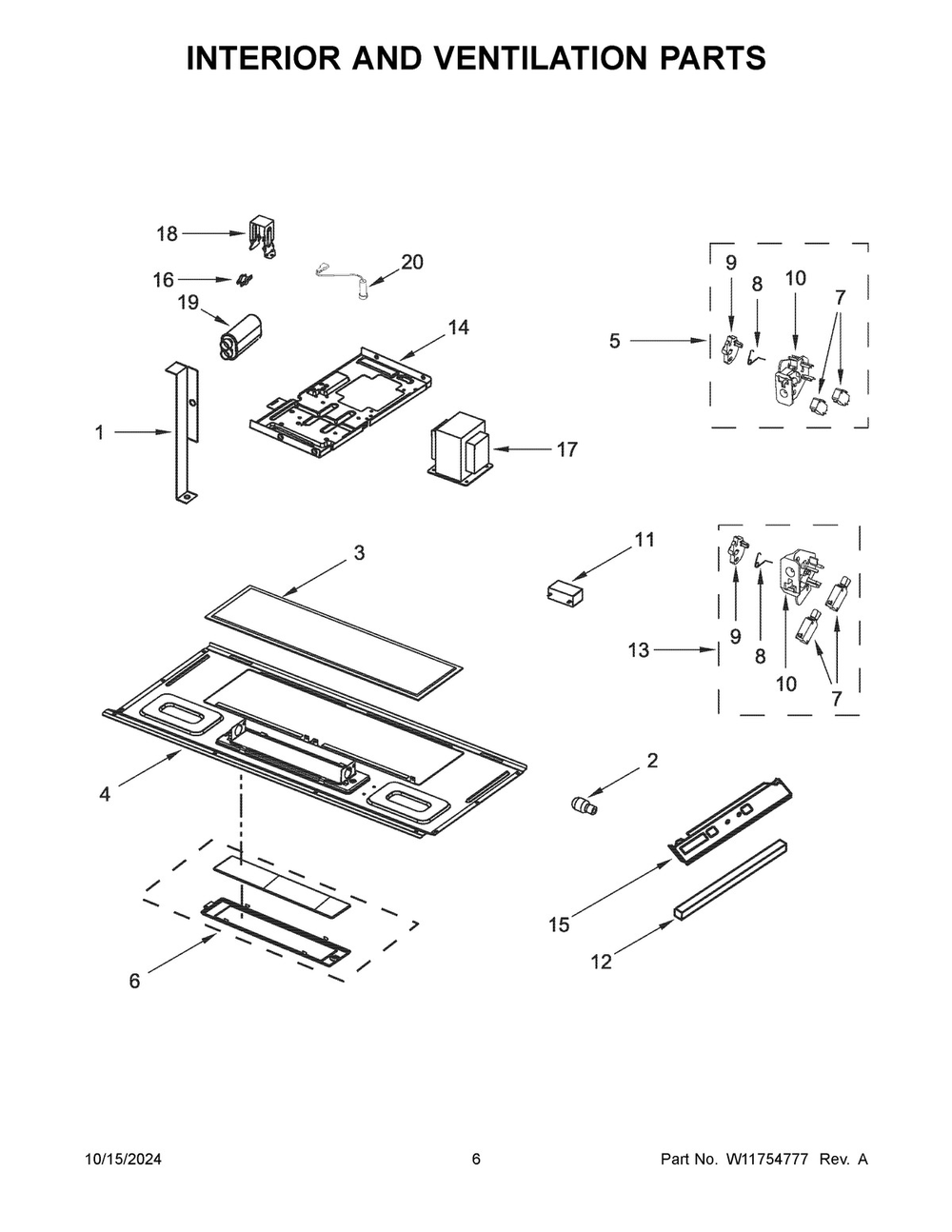04 - Interior And Ventilation Parts Diagram and Parts List for WMMS3130RS00  Whirlpool Microwave