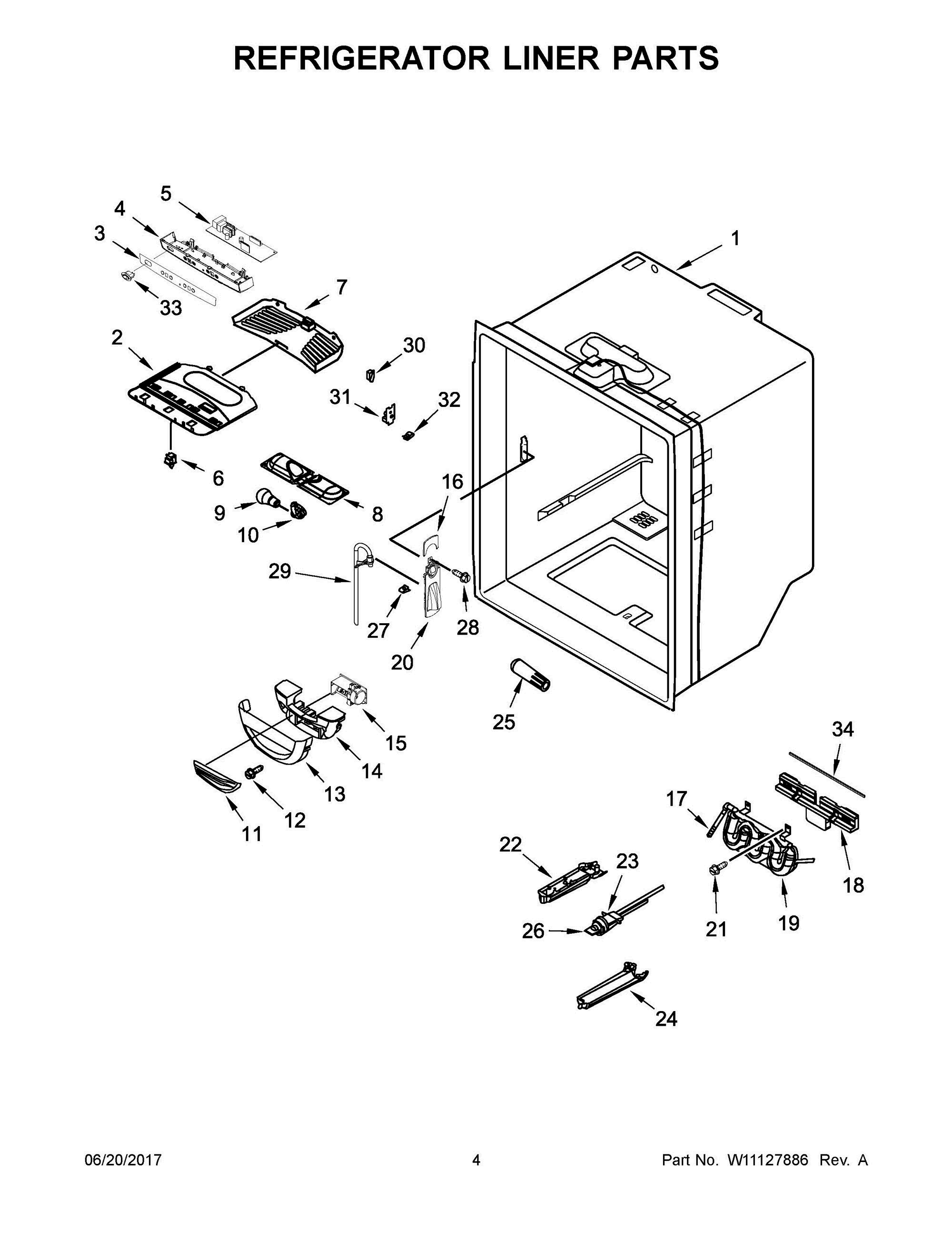 03 - REFRIGERATOR LINER PARTS Diagram and Parts List for WRFA35SWHN00  Whirlpool Refrigerator