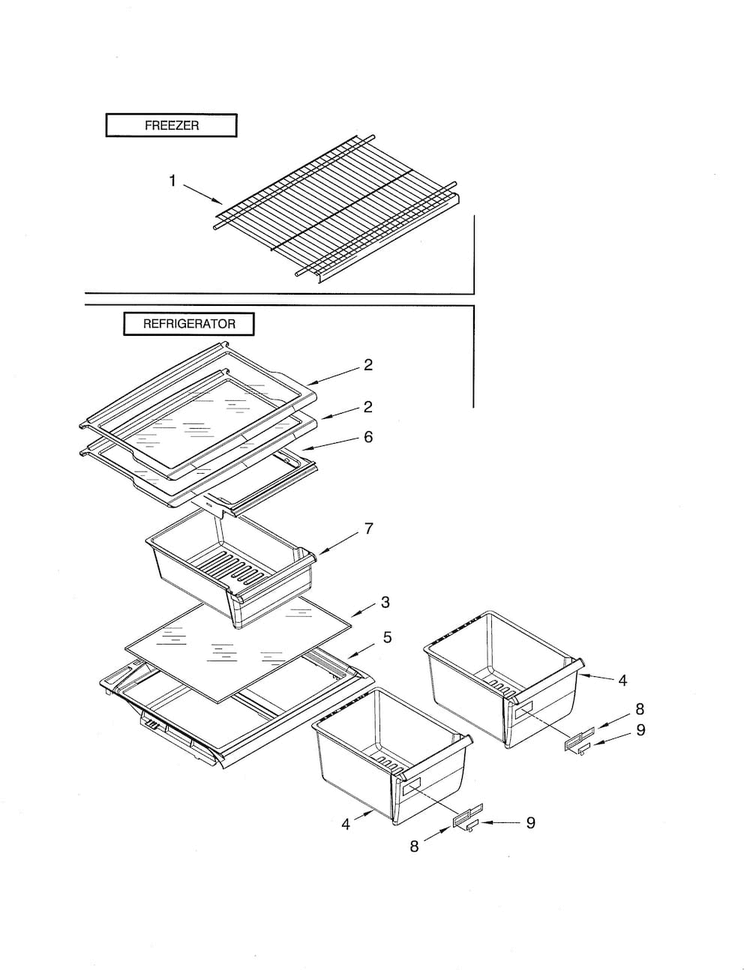 Shelf Diagram and Parts List for 10660932901  Kenmore Refrigerator