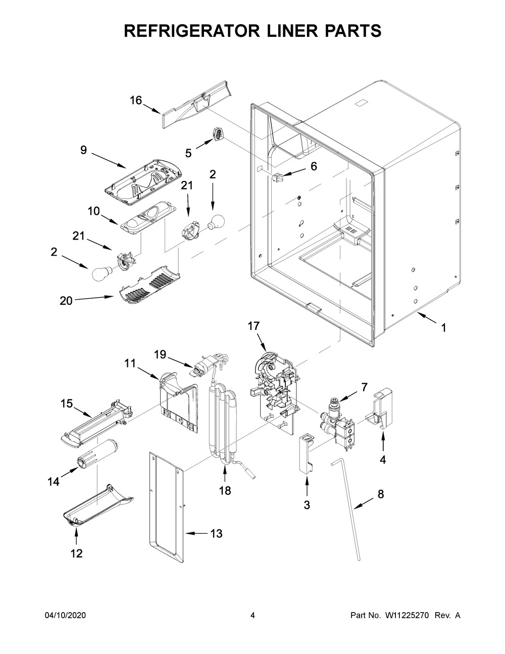 Refrigerator Liner Parts Diagram and Parts List for WRF555SDFZ06  Whirlpool Refrigerator