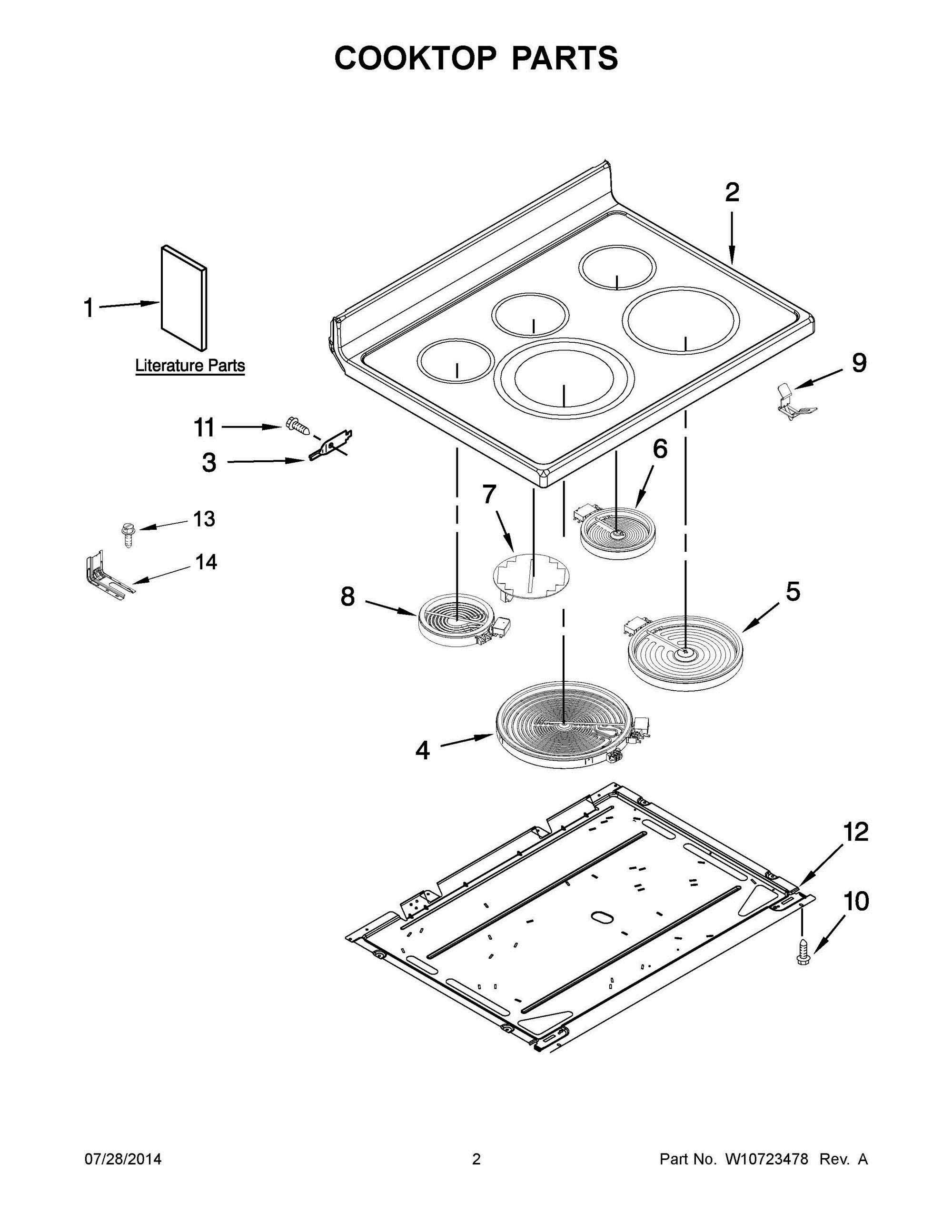 02 - COOKTOP PARTS Diagram and Parts List for YKERS303BBL1  Whirlpool Range