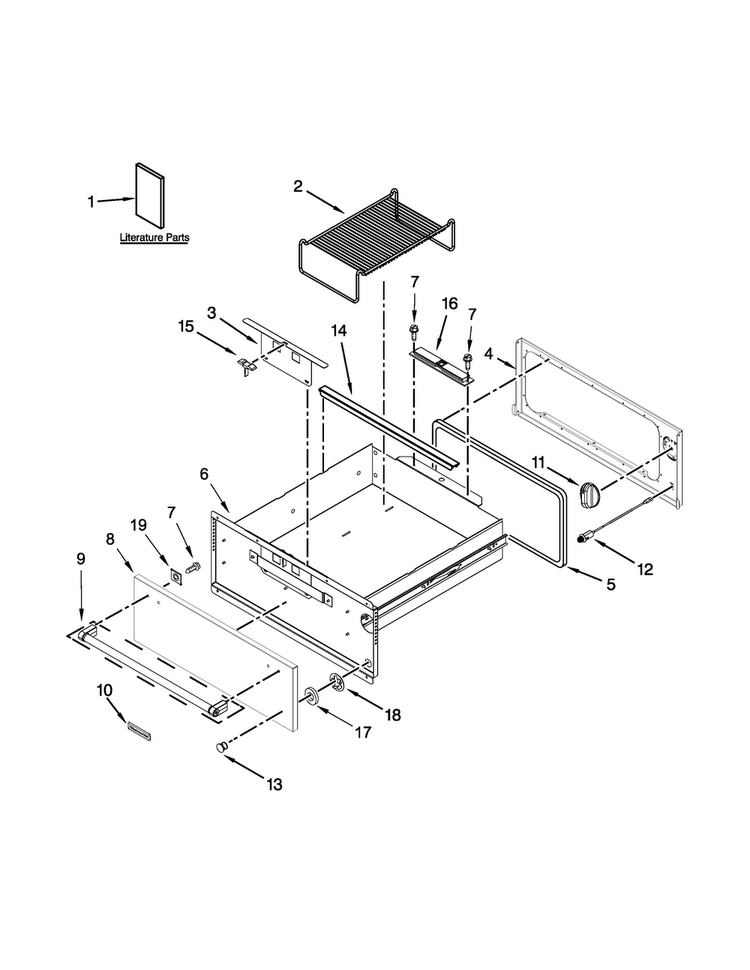 Control Panel And Drawer Parts Diagram and Parts List for KOWT107ESS00  KitchenAid Warming Drawer