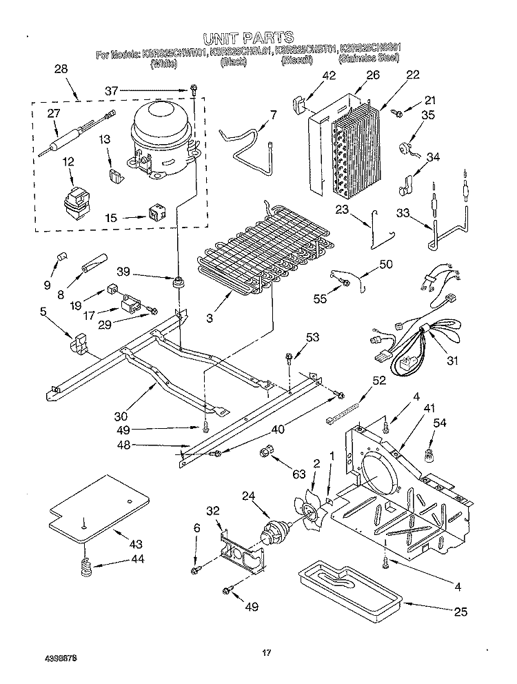 UNIT Diagram and Parts List for KSRS25CHWH01  KitchenAid Refrigerator