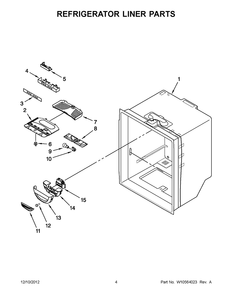 REFRIGERATOR LINER PARTS Diagram and Parts List for EB9SHKXVQ07  Whirlpool Refrigerator