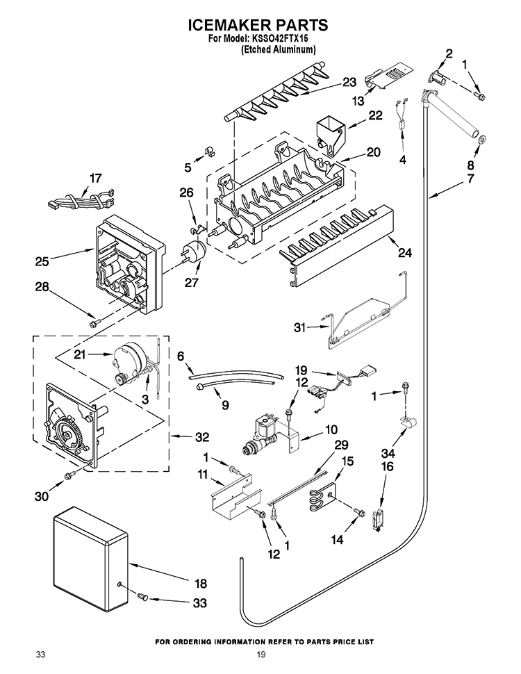 ICEMAKER PARTS Diagram and Parts List for KSSO42FTX15  KitchenAid Refrigerator