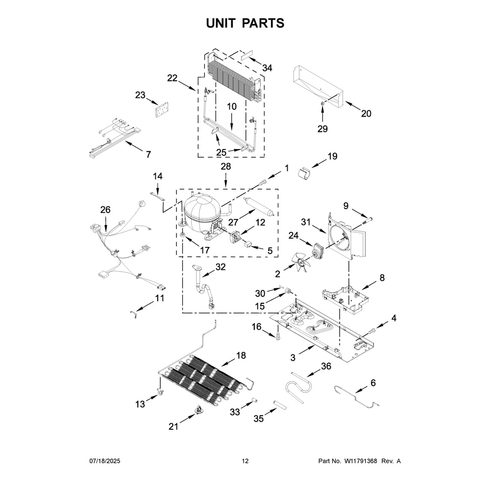 Unit Parts Diagram and Parts List for KRBL109ESS06  KitchenAid Refrigerator