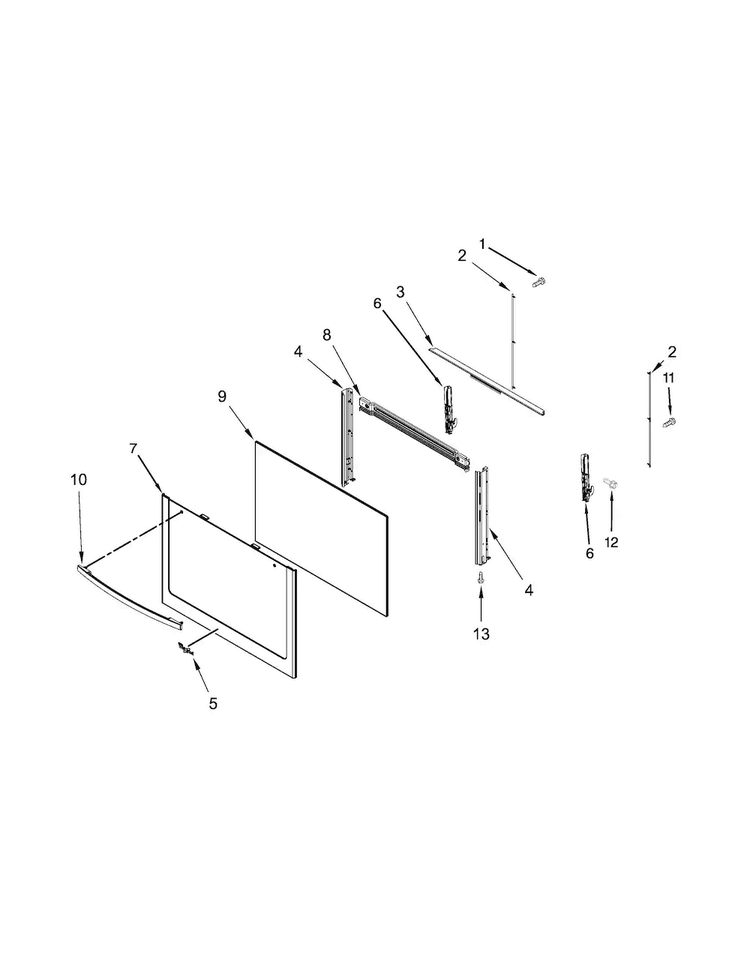 Door Parts Diagram and Parts List for WFG505M0BW0  Whirlpool Range