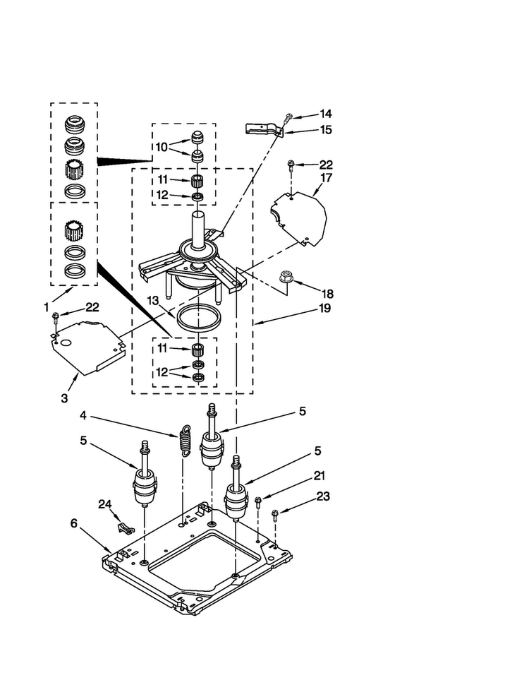 Machine Base Parts Diagram and Parts List for 1109875279A  Kenmore Washer Dryer Combo