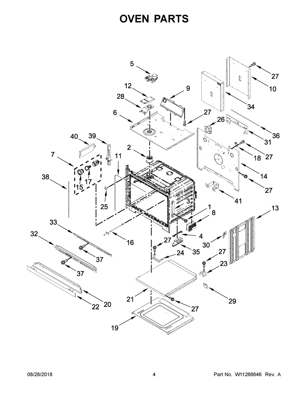 Oven Parts Diagram and Parts List for WOD77EC0HB01  Whirlpool Wall Oven
