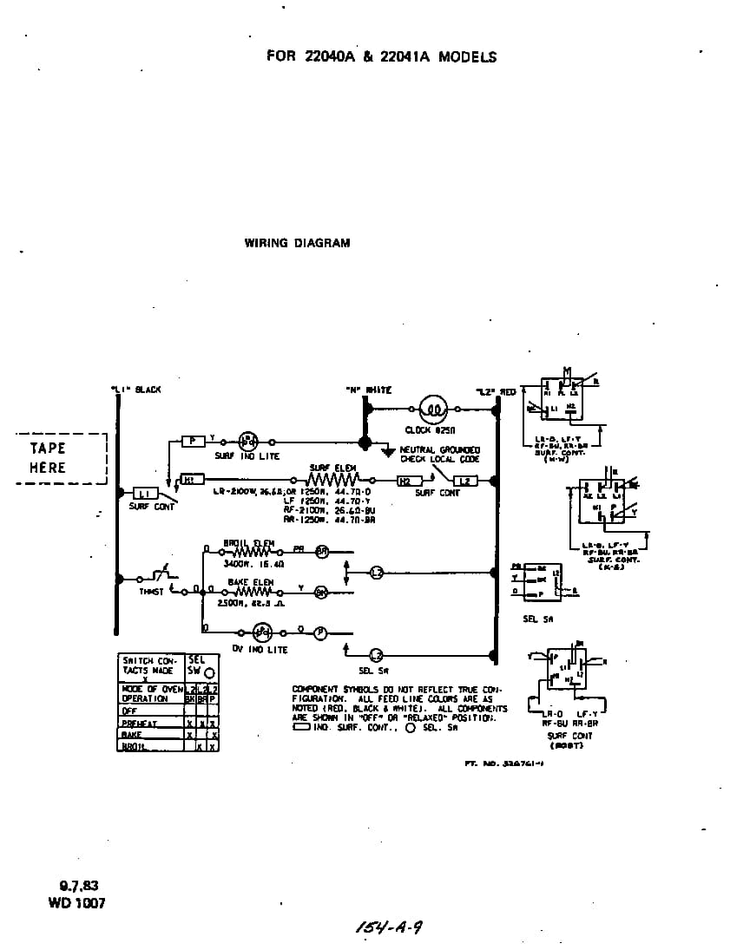^22040a, 22041a Diagram and Parts List for 2204*1A  Roper Range