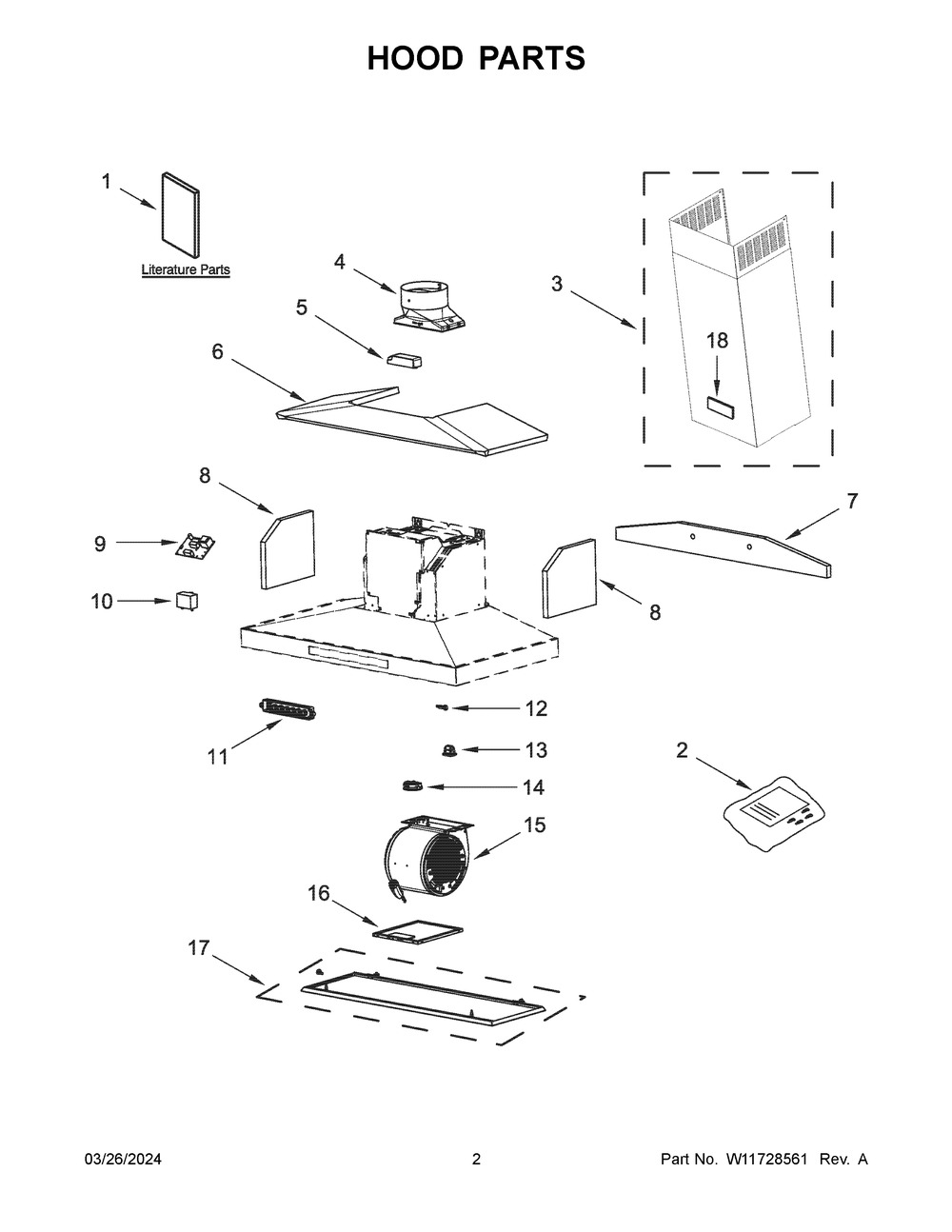 Hood Parts Diagram and Parts List for KVWB600DSS4  KitchenAid Range Hood