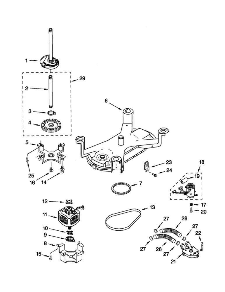 Brake/Motor/Pump Diagram and Parts List for 11021082000  Kenmore Washer