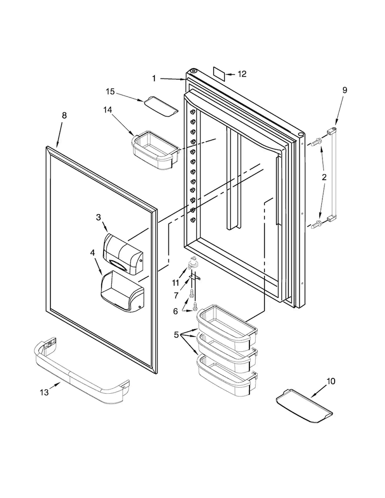 Refrigerator Door Parts Diagram and Parts List for KRBR109ESS00  KitchenAid Refrigerator