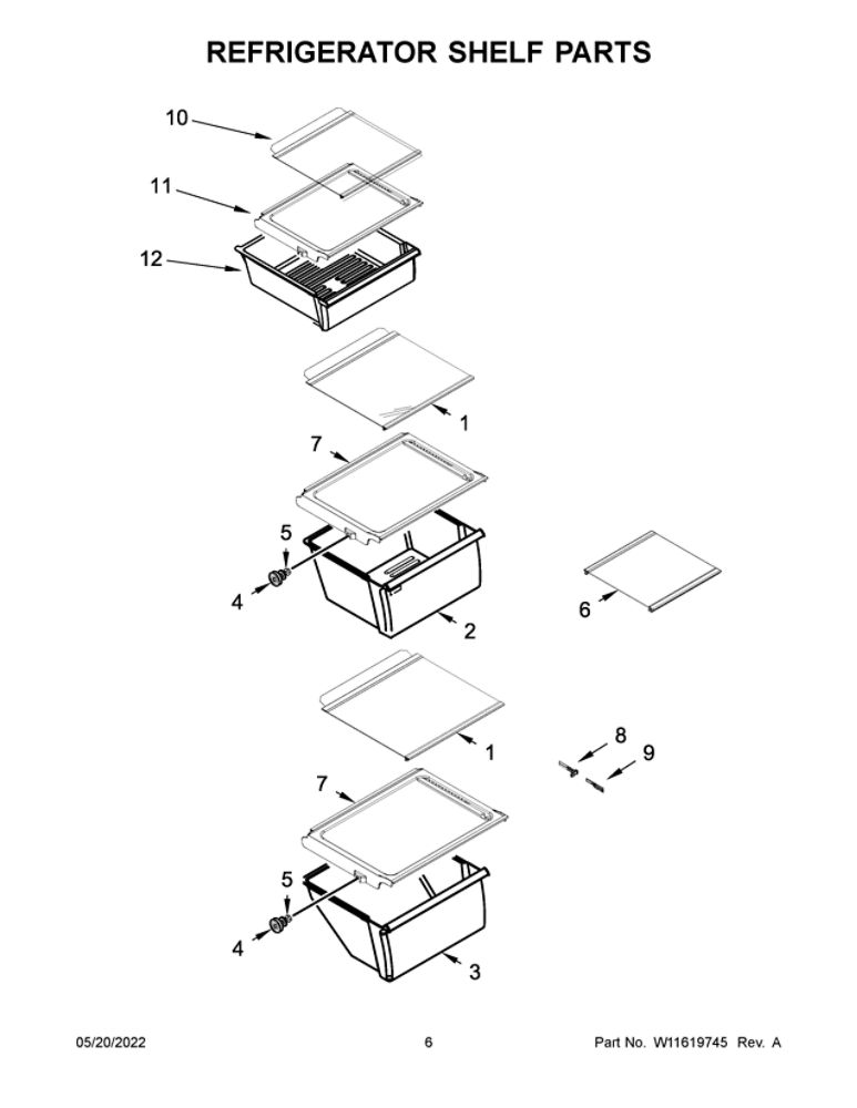 Refrigerator Shelf Parts Diagram and Parts List for 10651759718  Kenmore Refrigerator
