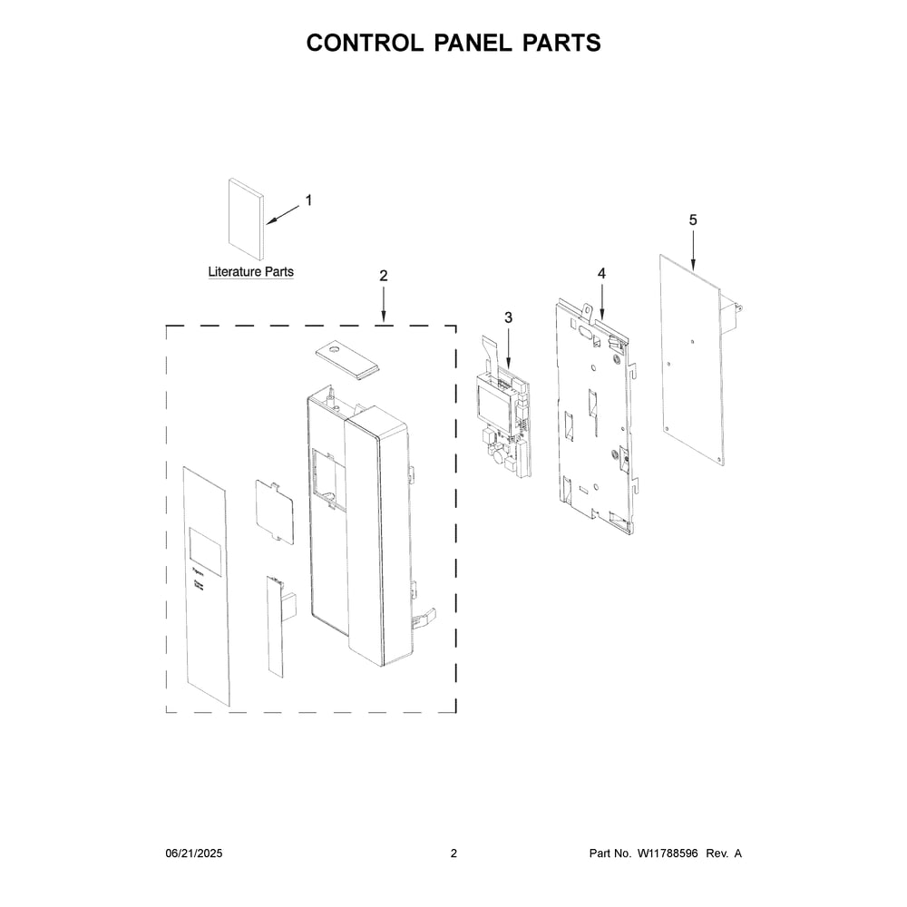 Control Panel Parts Diagram and Parts List for WMT55511KS03  Whirlpool Microwave