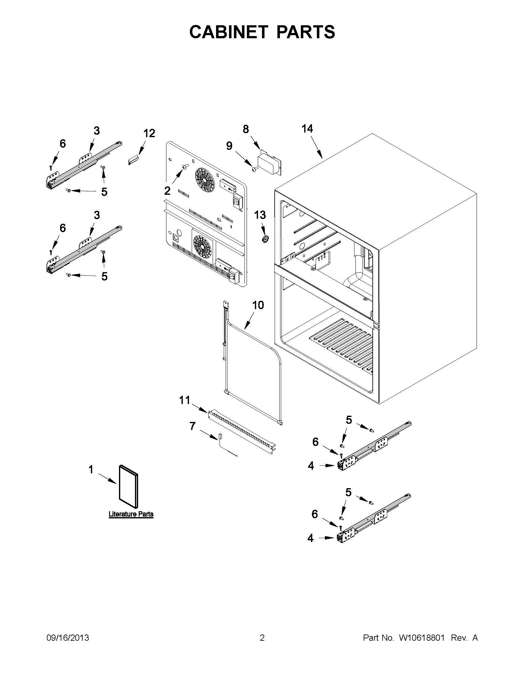 02 - CABINET PARTS Diagram and Parts List for JUD24FCARS00  Whirlpool Wall Oven