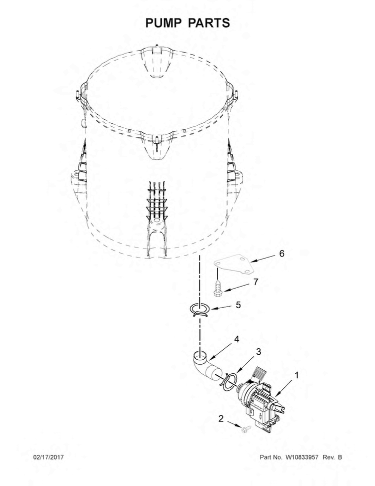 Pump Parts Diagram and Parts List for 7MWTW7000EW0  Whirlpool Washer