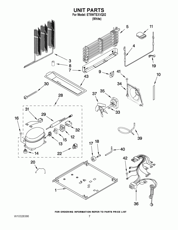 UNIT PARTS Diagram and Parts List for ET8WTEXVQ02  Whirlpool Refrigerator