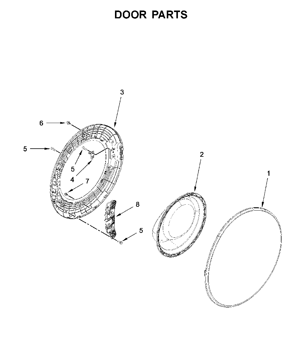 Door parts Diagram and Parts List for WFW6620HC1  Whirlpool Washer