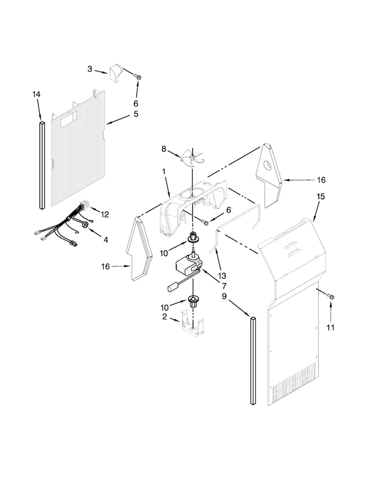 Air Flow Parts Diagram and Parts List for WRS325FNAE00  Whirlpool Refrigerator