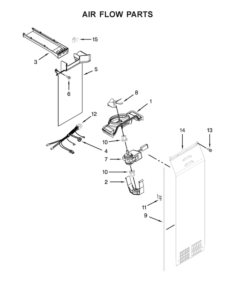 Air Flow Parts Diagram and Parts List for 10651133213  Kenmore Refrigerator