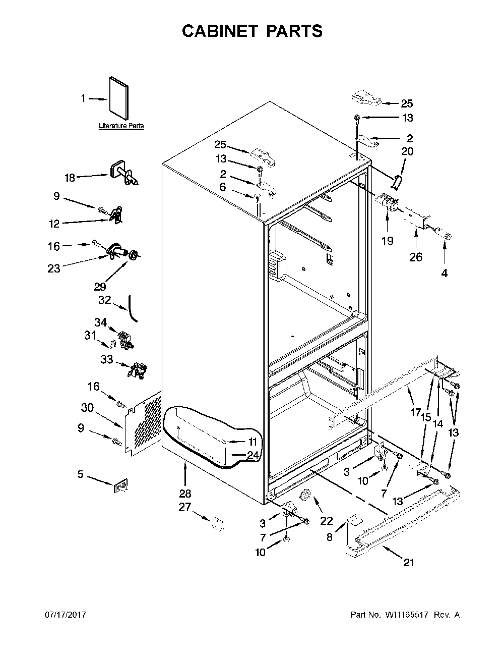 Cabinet parts Diagram and Parts List for 10679472411  Kenmore Refrigerator