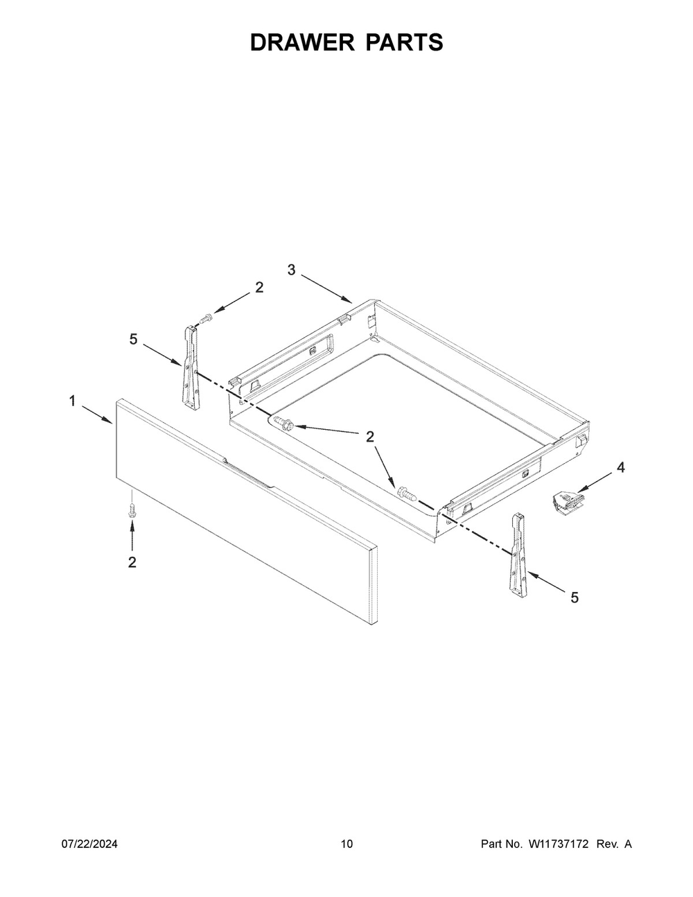 06 - Drawer Parts Diagram and Parts List for MFES6030RZ0  Whirlpool Range