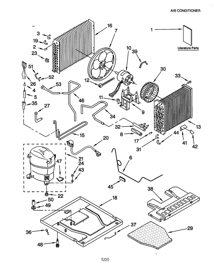 Unit Diagram and Parts List for ACM25XJ0  Whirlpool Air Conditioner