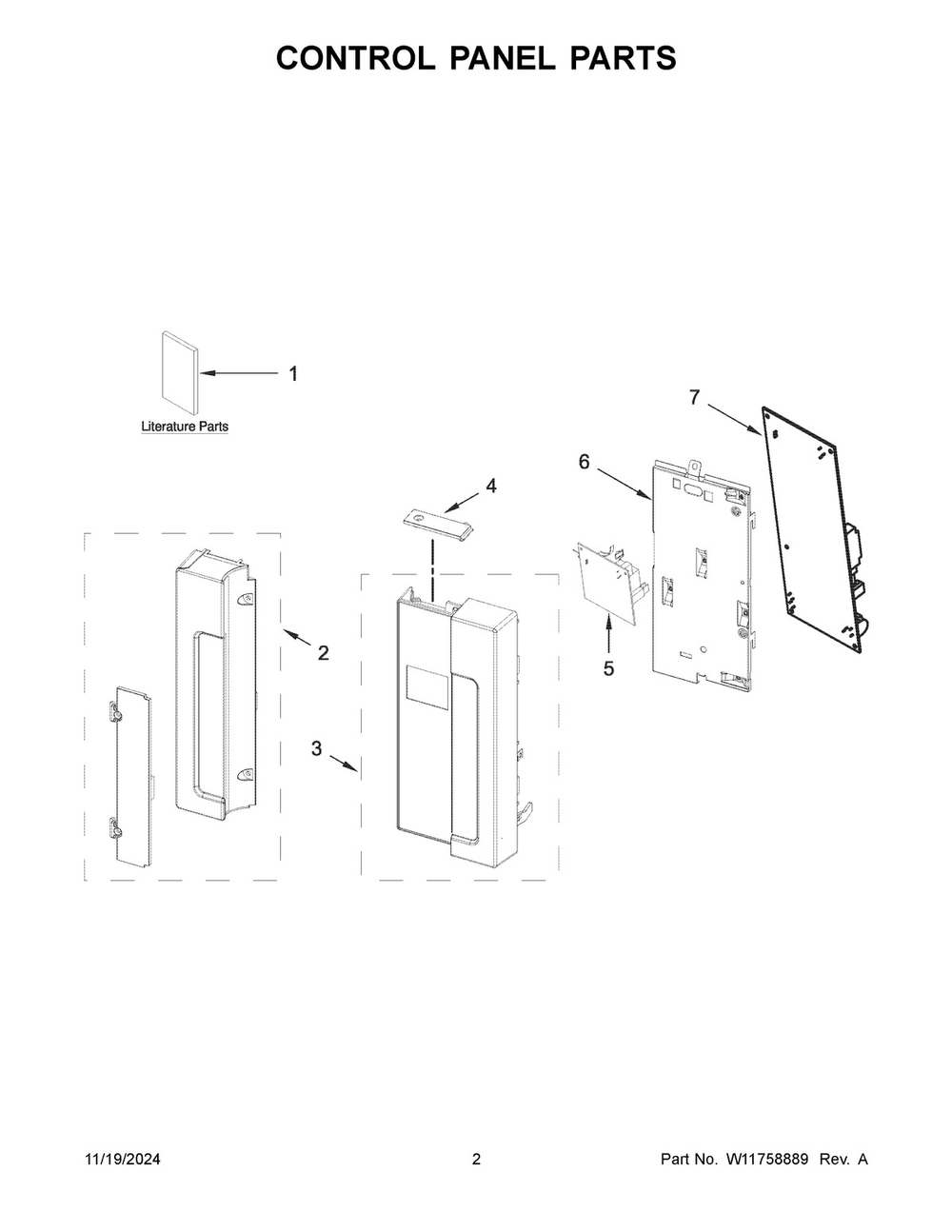 02 - Control Panel Parts Diagram and Parts List for WML75011HB11  Whirlpool Microwave