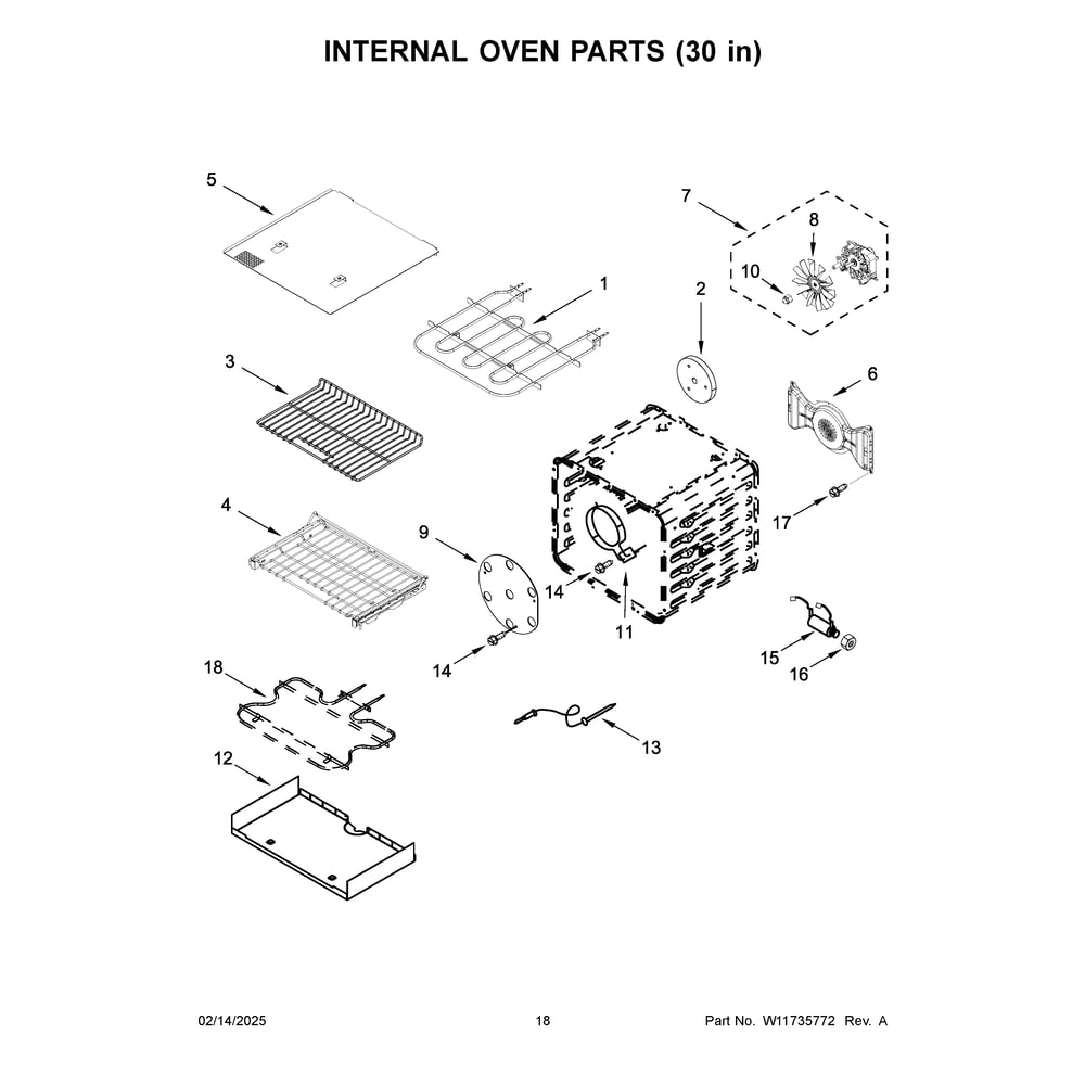 Internal Oven Parts (30 In) Diagram and Parts List for KFDC558JPA03  KitchenAid Range