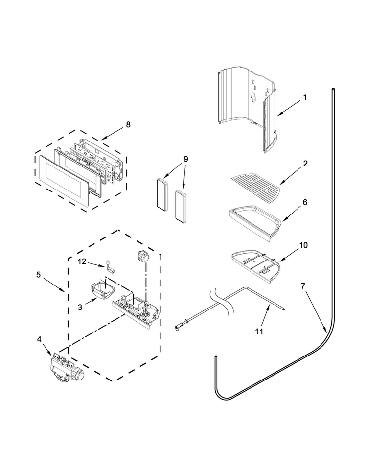 Dispenser Parts Diagram and Parts List for KSC24C8EYY03  KitchenAid Refrigerator